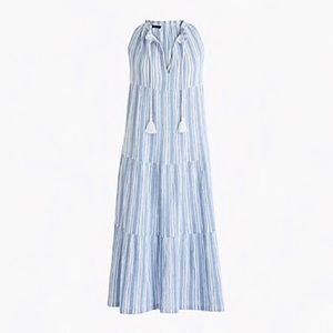 J. Crew Tiered Maxi Dress in Textured Stripe NWT